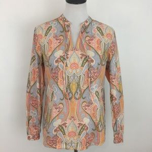 Tommy Hilfiger Tunic Top Paisley Boho Long Sleeves